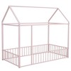 Twin/Full Size Metal Bed House Bed Frame with Fence, Floor Bed for Kids, Teens - ModernLuxe - 4 of 4