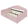 KIGFTSOD Full Size Upholstery Daybed Frame with Shall Shaped Backrest and Trundle - 4 of 4
