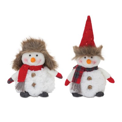 Melrose Plush Snowman with Hat and Scarf (Set of 2)