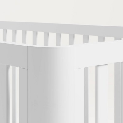 White and Natural 3-in-1 Convertible Crib with Rounded Posts