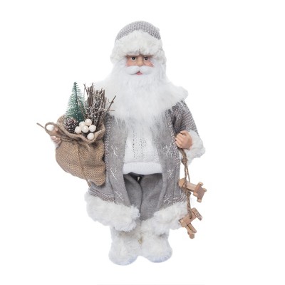 Season's Designs Christmas 16" Tan Santa W/Sweater Holding Toy Trai