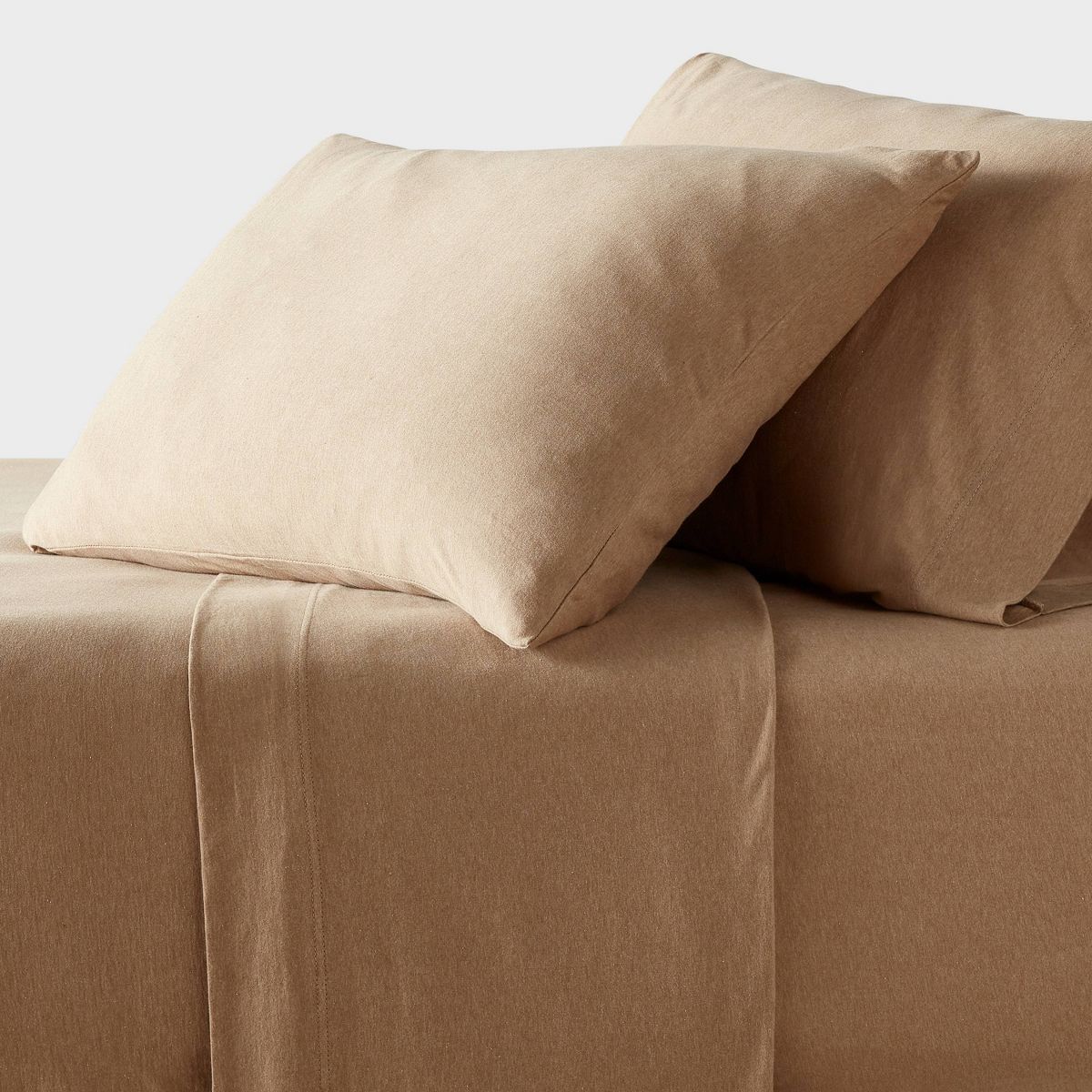 King Cotton Jersey Sheet Set Brown Heather - Threshold™: Knitted, OEKO-TEX Certified, Includes 4pc