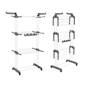 Cesicia 4-Tier Foldable Laundry Dryer Rack with 24 Drying Rods, Free ...