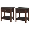 HOMCOM End Table with Drawer, Side Table with Top and Bottom Shelf for Small Spaces, Set of 2, Dark Brown - 4 of 4