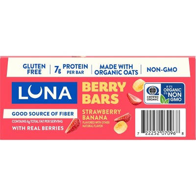 LUNA Bar Gluten Free Strawberry Banana Fiber Granola Protein Bars - 10.14oz/6ct