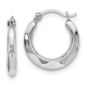 Black Bow Jewelry 2.5mm Polished Tapered Round Hoop Earrings in 14k White Gold, 14mm - 1 of 4