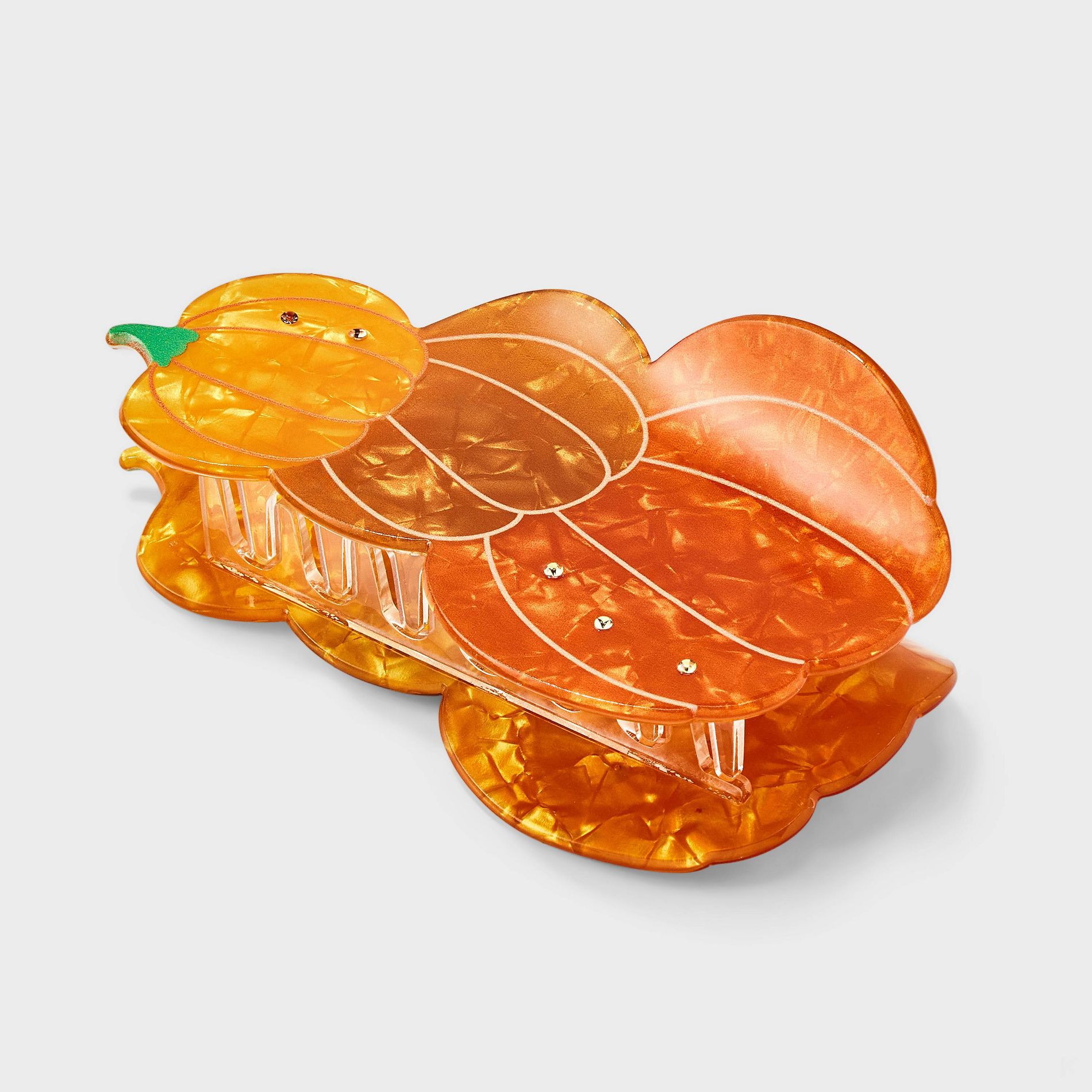 Thanksgiving Pumpkin Stack Claw Clip - Orange