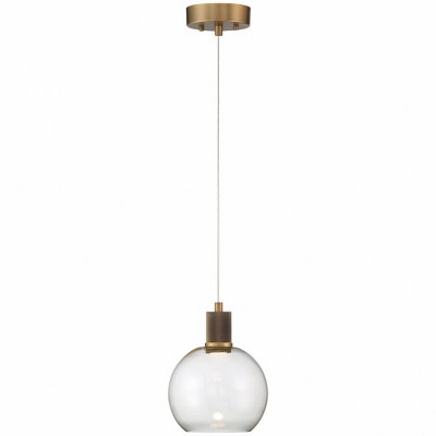 Mini Globe Transitional LED Pendant in Brass and Glass