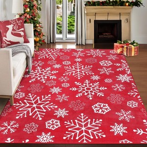 Christmas Rug Washable Solid Rug Runners for Hallways Non Slip Bathroom Rug Non Shedding Kitchen Rugs Xmas Holiday - 1 of 4