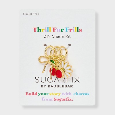 SUGARFIX by BaubleBar Thrill For Frills Charm Necklace Set 3pc - Gold/Red/White: Lobster Claw Clasp, Zinc Material