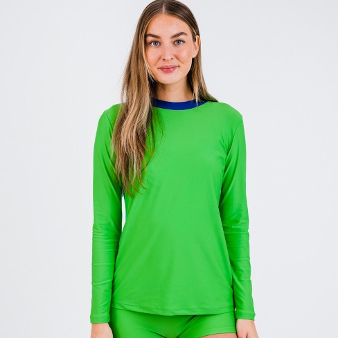 Women's Plus Size Crew Neck Color Blocked Rashguard Loose Fit UPF 50+ Swim  Shirt