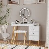 PAGED Vanity Desk Stylish Makeup Vanity Desk with Lights, Extendable Side Table and Stool for Bedroom - 4 of 4