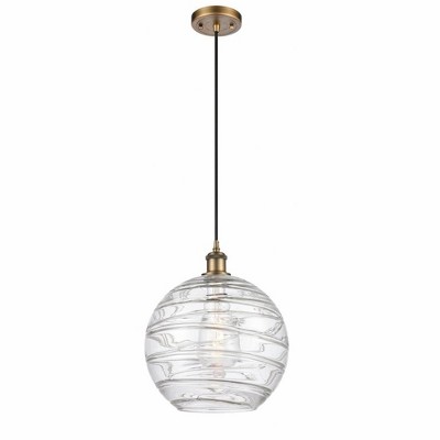 Athens Deco Swirl - 1 Light Cord Hung Mini Pendant In Industrial Style-15 Inches Tall and 12 Inches Wide