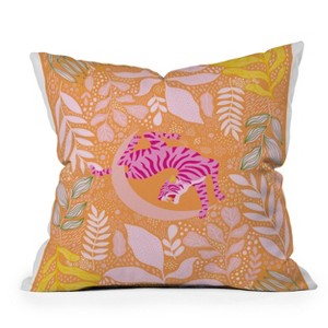 Deny Designs Thirtyone Illustrations Tiger Moon In Tangerine Square Indoor Throw Pillow - 1 of 4