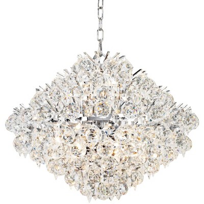 Vienna Full Spectrum Chrome Pendant Chandelier 20" Wide Crystal Diamond Glass Fixture for Dining Room House Foyer Kitchen Island