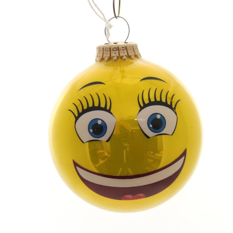Christmas By Krebs 3.25 In Full Sun Emotion Ball Ornament Emoji Tree Ornaments, 1 of 3