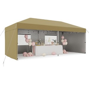 10x20 Pop-Up Canopy Tent with 4 Sidewalls – Heavy Duty Waterproof Outdoor Canopy with UPF 50+ Sun Protection, 8 Stakes & 6 Sandbags, Black - 1 of 4