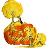 Junior's Design By Humans Halloween Pumpkin with Candle and Evil Smile By wubbadub T-Shirt - 2 of 2