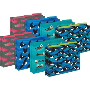 Barker Creek Sea and Sky 14pt Letter-Size File Folders Multi-Design Set 24 per Set: Top Tab, Non-Pronged, 50 Sheet Capacity - 1 of 3