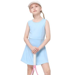 Girls Tennis Dress with Built-in Shorts Girls Athletic Dress Sleeveless A Line Tennis Dress Pleated Girls Golf Dress - 1 of 4
