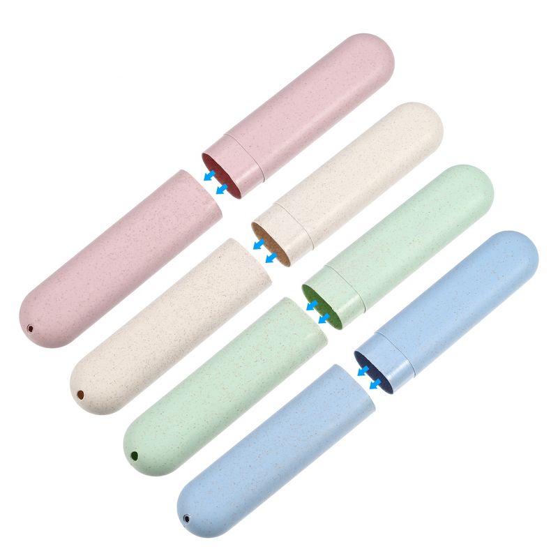 Unique Bargains Toothbrush Travel Case Traveling PP Portable Toothbrush Holders Cases for Business 8.07''x1.22''x0.83'' Green Blue Beige Pink 4pcs, 5 of 7