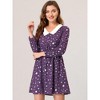 Allegra K Women's Star Printed Long Sleeve Metallic A-Line Peter Pan Collar Mini Dress - 2 of 4