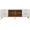 NicBex Modern Fashion Geometric Style TV Stand with Adjustable Metal Feet, Media Console with 4 Drawer Chest - 3 of 4