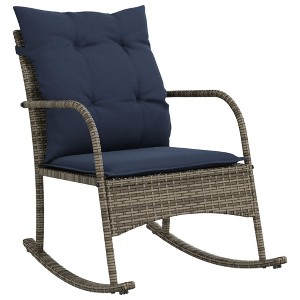 vidaXL Patio Rocking Chair Grey Poly Rattan and Powder-Coated Steel Medium - 1 of 4
