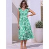 INSPIRE CHIC Women's Summer Printed V Neck Elastic Waist Ruffle Cap Sleeveless A-Line Beach Midi Dress - 4 of 4