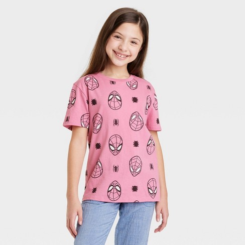 café revolución cáncer Girls' Spider-man Short Sleeve Graphic T-shirt - Pink : Target