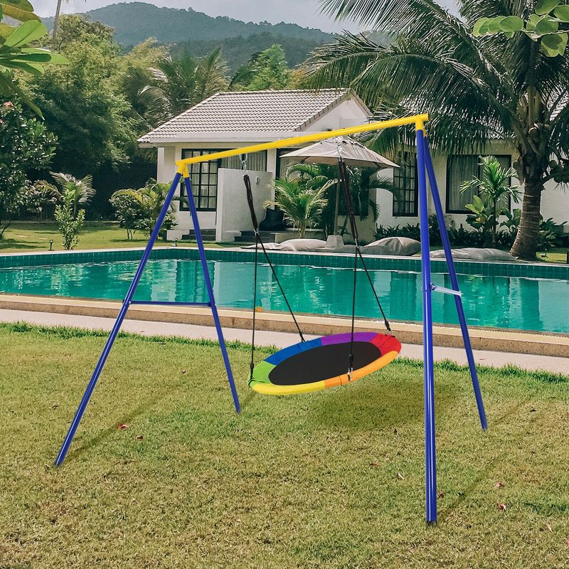 Costway 40'' Flying Saucer Tree Swing Extra Large Heavy Duty A-Frame Steel Swing Stand, 3 of 11