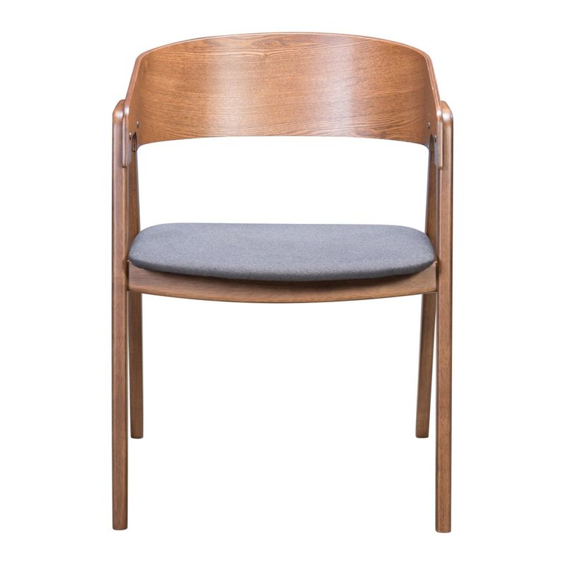 Set of 2 Mid-Century Modern Dining Chair Walnut/Dark Gray - ZM Home, 6 of 9