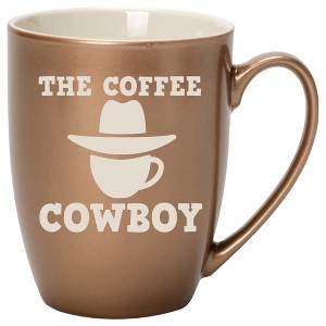 100 North Cowboy Hat 10 Ounce Bronze Metallic Finish, Comfortably Fits Your Hands, New Bone China Coffee Tea Cup Mug, The Coffee Cowboy - 1 of 1