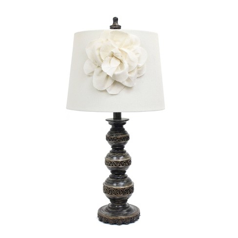 Aged Stacked Ball Table Lamp With Couture Linen Flower Shade White -  Elegant Designs : Target