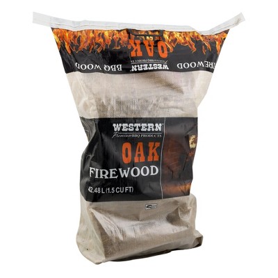 Western Premium BBQ Kiln Dried Oak Wood Mini Logs with Robust Flavor for Grills and Barbecue Smokers 1.5 Cubic Feet