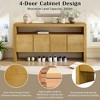 60" Modern 4-Door Sideboard with Open Shelf, Solid Wood Veneer Storage Cabinet for Living Room, Hallway, Dining, Black/Natural - ModernLuxe - 4 of 4