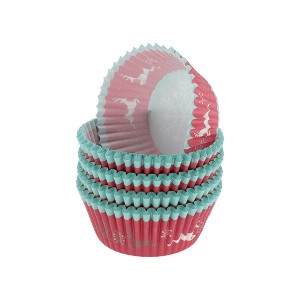 Unique Bargains Disposable Baking Cups Greaseproof Paper Red Blue 3.15"x3.15"x1.18" 100 Pcs - 1 of 4