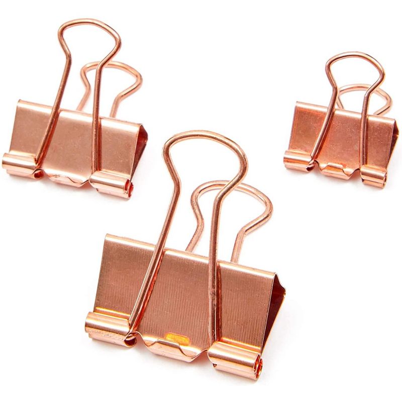 Bright Creations 150 Pack 3 Sizes Rose Gold Binder Clips Paper Clips Clamps File Clips Assorted Size for Office School Supplies, 1 of 6