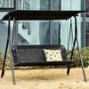 Dracelo Seats 2 Adults Loveseat Bench with Adjustable Tilt Canopy, Armrests, A-Frame Steel,black - 2 of 4
