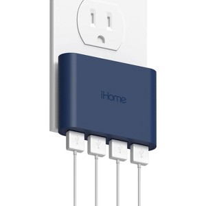 iHome Slim 4-Port USB Wall Charger, AC Pro Multiport Plug Adapter, Phone Charging Block with 4 Ports, Flat USB Wall Adapter for Home & Travel - 1 of 4