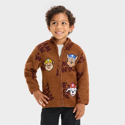 Toddler Boys' PAW Patrol Cozy Faux Shearling Zip-Up Top - Brown