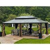 PURPLE LEAF Garden Bronze Double Roof Aluminum Frame Pavilion And Khaki Curtain  Outdoor Hardtop Gazebo - 2 of 4