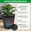 Planters Set of 2, Flower Pot Outdoor and Indoor, with 2 Trays and a Water Level Monitor and Wheels for Patio, Porch, Living Room,  Office - 4 of 4