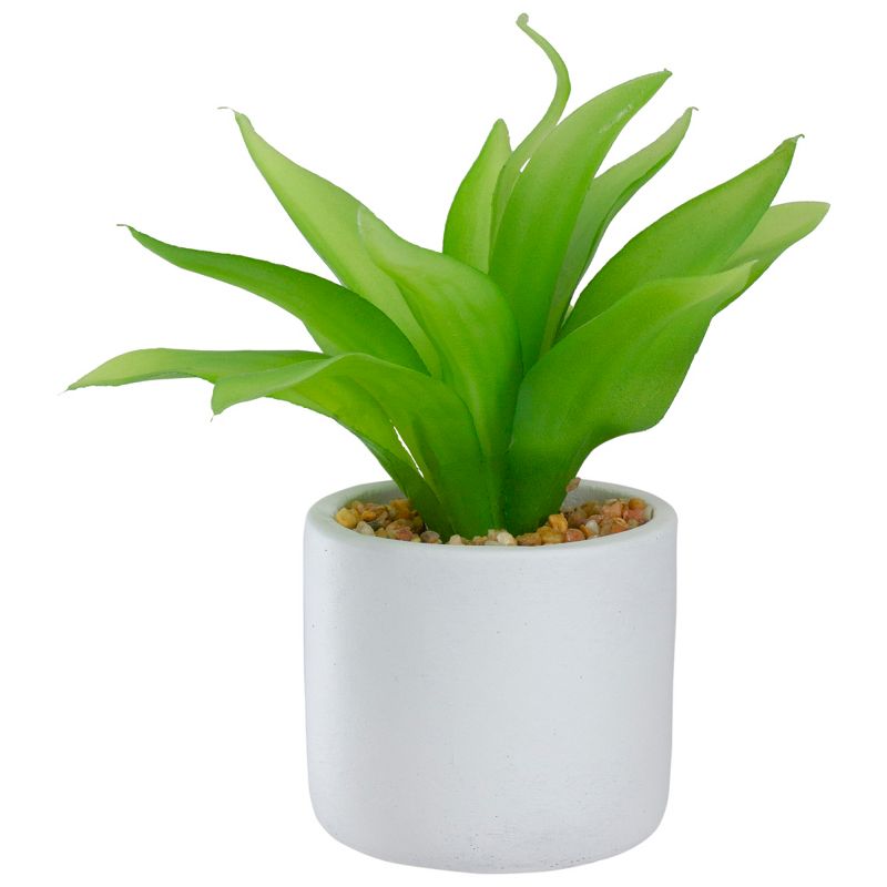 Northlight 8" Green Artificial Aloe Plant in a White Pot, 1 of 5