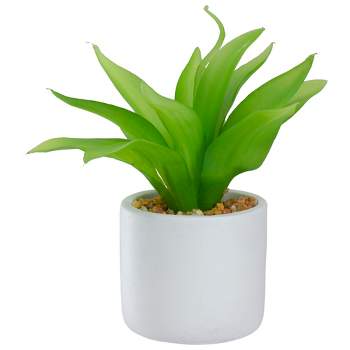 Northlight 8" Green Artificial Aloe Plant in a White Pot