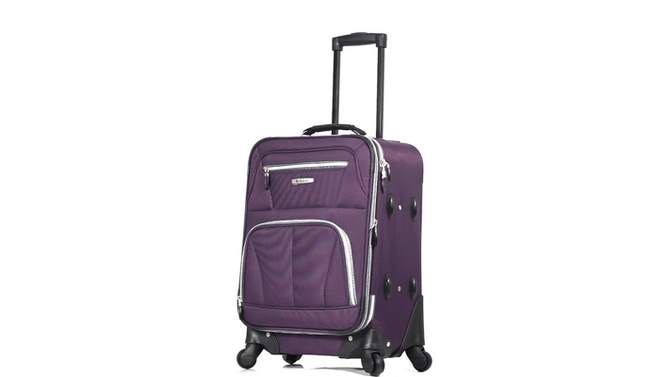 Rockland Pasadena Expandable Softside Carry On Spinner Suitcase, 2 of 9, play video