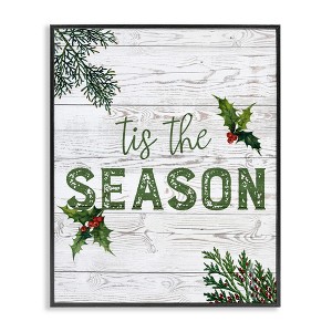 Stupell Industries Tis The Season Berry Botanicals Framed Giclee Art - 1 of 4