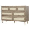 7 Chest of Drawers, Rattan Drawer Dresser, Wood Storage Dresser Cabinet for Bedroom, Living Room, Hallway, Natural - 2 of 4