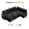 Dyonery 7 Seat L Shaped Sleeper Sofa Bed with Pull Out Bed, USB Ports, LED Light, Reclining Backrest, Side Table & Ottoman, Chenille Couch - 3 of 4