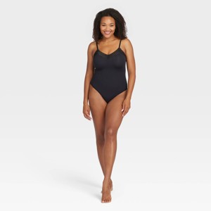 ASSETS by SPANX Women's Lace Trim Thong Bodysuit - Black - 1 of 4